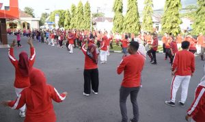 Kegiatan olahraga bersama TNI-Polri, Forkopimda dan Instansi Kota Tidore Kepulauan dalam rangka memperingati Hari Ulang Tahun (HUT) Bhayangkara ke-78.