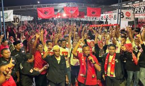 Kampanye Paslon MASI AMAN di kelurahan Tongowai, Minggu, (3/10/2024), malam.